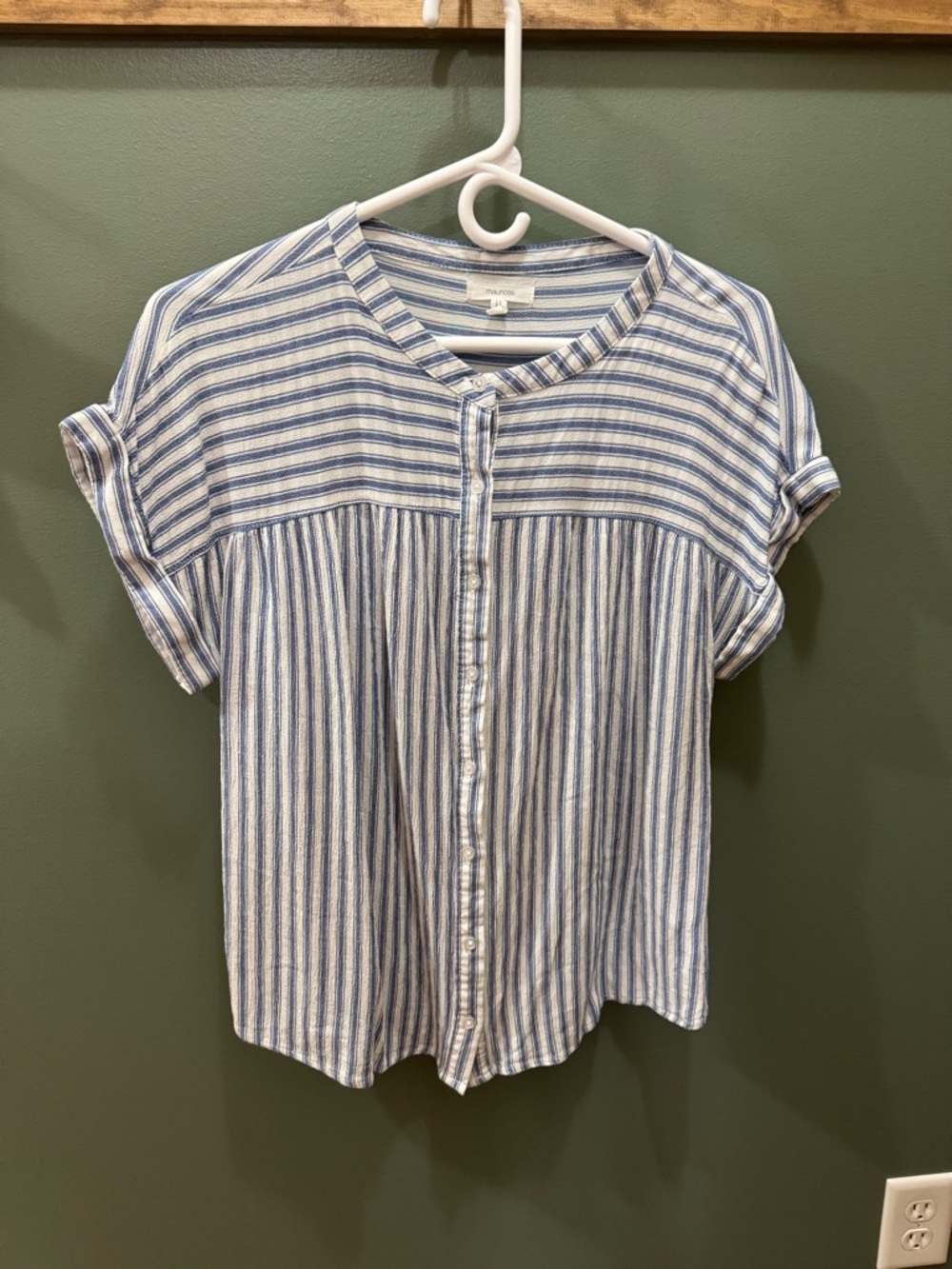 Maurices Blue and White Striped Button-Up Top